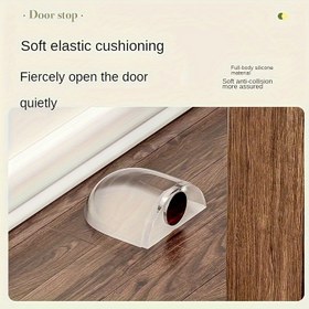 Resim 4/8 adet Silikon Zemin Kapı Kiliti, Deliksiz Manyetik Kapı Klipsi, Çarpışma Önleme Pedli Kauçuk Kapı Kilitleri, Ev Kullanımı İçin Uygun 