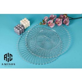 Resim Supla, Boncuklu Sunum Tepsisi Şeffaf Sunumluk 20 Cm. Ahşap - Kırmızı 