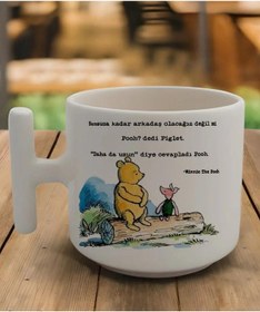 Resim Beyaz T Kulp Sonsuza Kadar Arkadaş Olacağız Pooh Latte Fincan Modelleri 