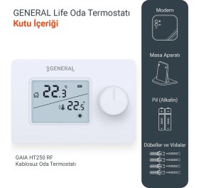 Resim General Gaia HT250 RF Kablosuz Dijital Oda Termostatı 