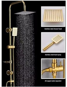 Resim Quart Gold Rain Duş Seti Altın 