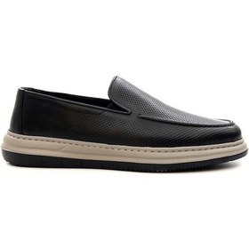 Resim Greyder 64696 Erkek Hakiki Deri Baskılı Lastikli Comfort Casual Ayakkabı Siyah 