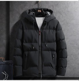 Resim 2025 Sonbahar/kış Yeni Kore Tarzı Büyük Beden Sıcak Rahat Kapüşonlu Kalın Kışlık Mont Gençler İçin Siyah 