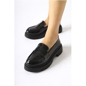 Resim Lorenza Siyah Kırışık Rugan Makosen Ayakkabı 001 