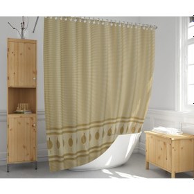 Resim Banyo Perdesi 1x110x200 Tek Kanat Duş Perdesi Halka Hediyeli 5030 Kahverengi Kahverengi 