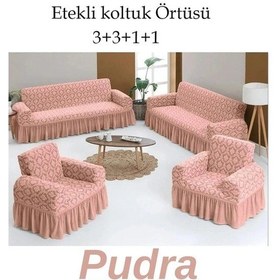 Resim StarMall Jakarlı Şaldesen Koltuk, Kanepe, Çekyat Örtüsü Esnek 3311 Takım Pudra 