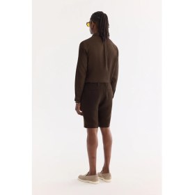 Resim AVVA Erkek Kahverengi Beli Lastikli %100 Keten Relaxed Fit Şort B003732 