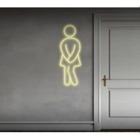 Resim Wc Yönlendirme İnsan Figürlü Neon Tabela Beyaz 