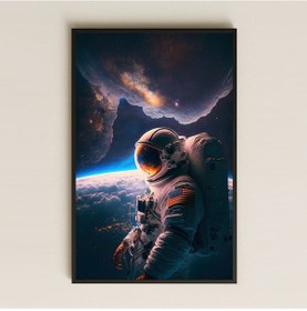 Resim Galaksi Manzaralı Astronot Portre Pleksi Tablo - Kozmik Sessizlik Dekoru 