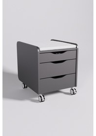 Resim Creo Mobili Çekmeceli Tekerlekli Sirius Keson Oturulabilir Ofis, Ev Komodini Antrasit/beyaz 