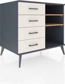Resim Kronos Şifonyer 2 Raflı 4 Çekmeceli 88x59x80 Antrasit-çam/aytaşı Çam/aytaşı 