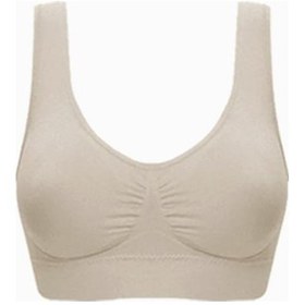 Resim Bej Kadın Dikişsiz Tek Katmanlı Yelek Spor Sutyeni Yastıklı Yoga Sutyen Üst Spor Salonu Koşu Spor Yoga Spor Yeleği Bej 