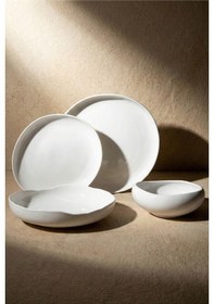 Resim Roma 24 Parça 6 Kişilik Porselen Yemek Takımı Beyaz Beyaz 