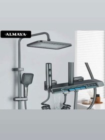 Resim ALMAYA TOOLS Termostatik Duş Bataryası Seti Antrasit Piyano Dijital Duş Seti Akıllı Pirinç Banyo 110079 
