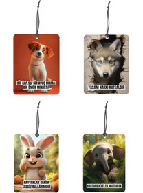 Resim Meröka 4 Adet Köpek, Kurt, Tavşan ve Fil Tasarımlı Oto Kokusu ve Oto Aksesuarı 