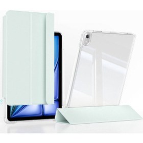 Resim İpad Air 11 2024 Kılıf Magnetik Ayrılabilen Aihttgli Uyumlu Zore Sliding Tablet Kılıfı-açık Yeşil Tablet Kılıfı 