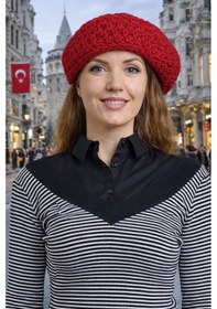 Resim Kadın Fransız Ressam Bere Kırmızı Triko Kırmızı 