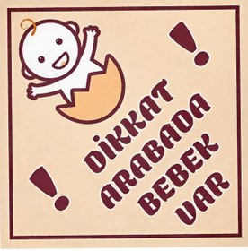 Resim Limitless Design Dikkat Arabada Bebek Var Sticker | 15x15 cm 3 Adet | Sevimli Bebek Figürlü Araç Camı Etiketi 