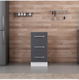 Resim Minar Mutfak Alt Modül 3ç Nray 40cm Dolap Beyaz/antrasit - A1 