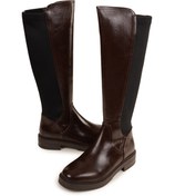 Resim Eray Kadın kahverengi konç esnek kumaş detaylı diz altı çizme 