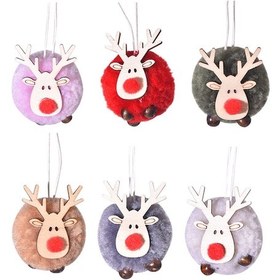 Resim 12 Parça Ren Geyiği Noel Ağacı Süsü, Ahşap Noel Ağacı Süsleri İçin Noel Ağacı Süsleri, Renkli Elk Noel Kolyeleri 