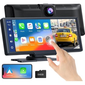 Resim Kablosuz ve Auto, 2k Ön Dashcam&apos;li Araba, Bluetooth 5.0/s/fm/aux/mirror LINK/64G Tf Card ile Taşınabilir 9.26 Inç Full Hd Dokunmatik Ekran Monitör 