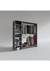 Resim Kenzlife giysi dolabı abdurrahman 180*180*40 gri gardırop 