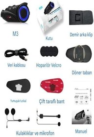 Resim Yeni Sürüm Maxto M3 intercom 360 Derece Dönen Kask Klipsli Kameralı Motosiklet Kask İntercomu 