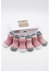 Resim Cocole Socks Kız Bebek Çorabı 6 Lı Set Pamuklu Mercan Karışık Desenli Yenidoğan Kutulu 