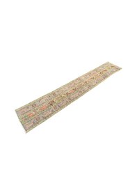 Resim El Dokuma Eskitme Yolluk 49x302 Yeşil Turkuaz Vıntage Yolluk Yeşil 