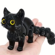Resim 1 adet 3D Baskılı Menteşeli Karikatür Kedi Heykeli, Plastik Eklemeler Uzatılabilir Yaratıcı Masaüstü Dekorasyonu, Yatak Odası için Uygun, İç Mekan Kullanımı, Elektrik Gerektirmez, Çok Uygun Cadılar Bayramı / Noel / Paskalya Göz Stili Rastgele 