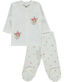 Resim Civil Baby Kız Bebek Pijama Takımı 1-6 Ay Ekru 