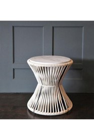 Resim LOOM GARDEN Orta yan c ofis sehpa ip makrome rattan yuvarlak sehpa 