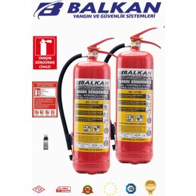 Resim BALKAN YANGIN VE GÜVENLİK SİSTEMLERİ 6 kg Ruhsata Uygun 4 Yıl Köpüklü Yangın Tüpü 2 Adet Set (Talimat-Levha-Askı) 