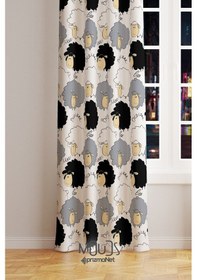 Resim Dolly Koyun Desenli Fon Perde Genç Odası Oturma Odası Süet Dijital Baskılı Ekstrafor Büzgü Tek Kanat Çok Renkli 