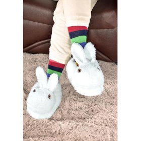 Resim Odesa Ayakkabı Market Kadın Tavşan Hayvanlı Kışlık Peluş Panduf 