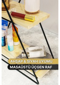 Resim Bino Doğal Ahşap Duvar Üçgen Masa Servis Banyo Dekoratif Raf Organizer 