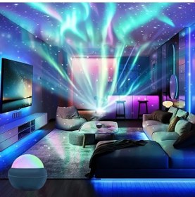 Resim Cloud011 Usb Güçlü Kuzey Işıkları Led Gece Lambası Projeksiyon - Uzaktan Kumandalı 14 Renk Siyah 