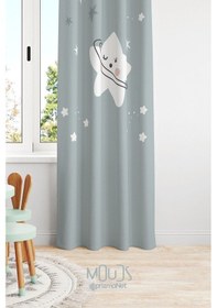 Resim Tatlı Yıldız Desenli Fon Perde Çocuk Ve Bebek Odası Süet Dijital Baskılı Ekstrafor Büzgü Tek Kanat Çok Renkli 