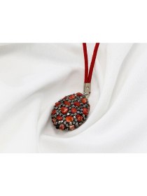 Resim Parlak Kırmızı Doğal Taşlı Araba Dikiz Ayna Süsü, Yeni Araba Hediyesi 