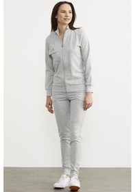 Resim Fermuarlı Jogger Eşofman Takım - Gri 001 