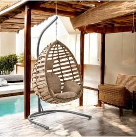 Resim Capri Swing Gümbet Tekli Rattan Bahçe Salıncağı | Balkon Salıncağı 