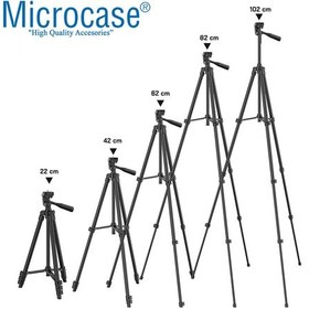 Resim Microcase 3120A Tripod 102 CM + Döner Başlıklı Telefon Tutucu + Bluetooth Kumanda 