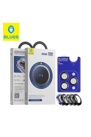 Resim BLUEO Sapphire iPhone 14 Pro Max Uyumlu 9 MOhs %99.99 Orijinal Safir Gold Titanium Kamera Lens Koruyucu 
