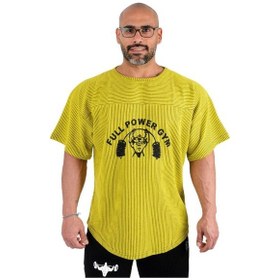 Resim Full Power Gym Oversize Ragtop Spor Tişört Sarı Çizgili Sarı - Siyah 