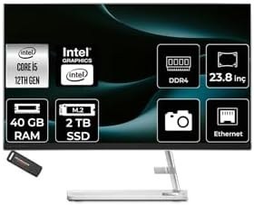Resim LENOVO IdeaCentre 24IAP7 i5 12450H 40GB 2TB SSD 23.8" FHD FDOS Beyaz All in One Bilgisayar 
