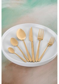 Resim Acar Elenor 12 Kişilik 72 Parça Çatal Kaşık Bıçak Seti - Gold Gümüş 