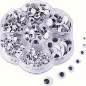 Resim 750 Adet Kendinden Yapışkanlı Gözler Seti - Çeşitli Boyutlar, Siyah & Beyaz Plastik El Sanatları Stickerları DIY Projeler ve Süslemeler İçin 
