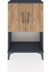 Resim Arges Komodin 2 Raflı 2 Kapaklı 60x30x96 Antrasit-çam Antrasit 