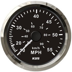 Resim KUS Sürat Göstergesi 55 MPH Siyah 12/24V 85 MM 